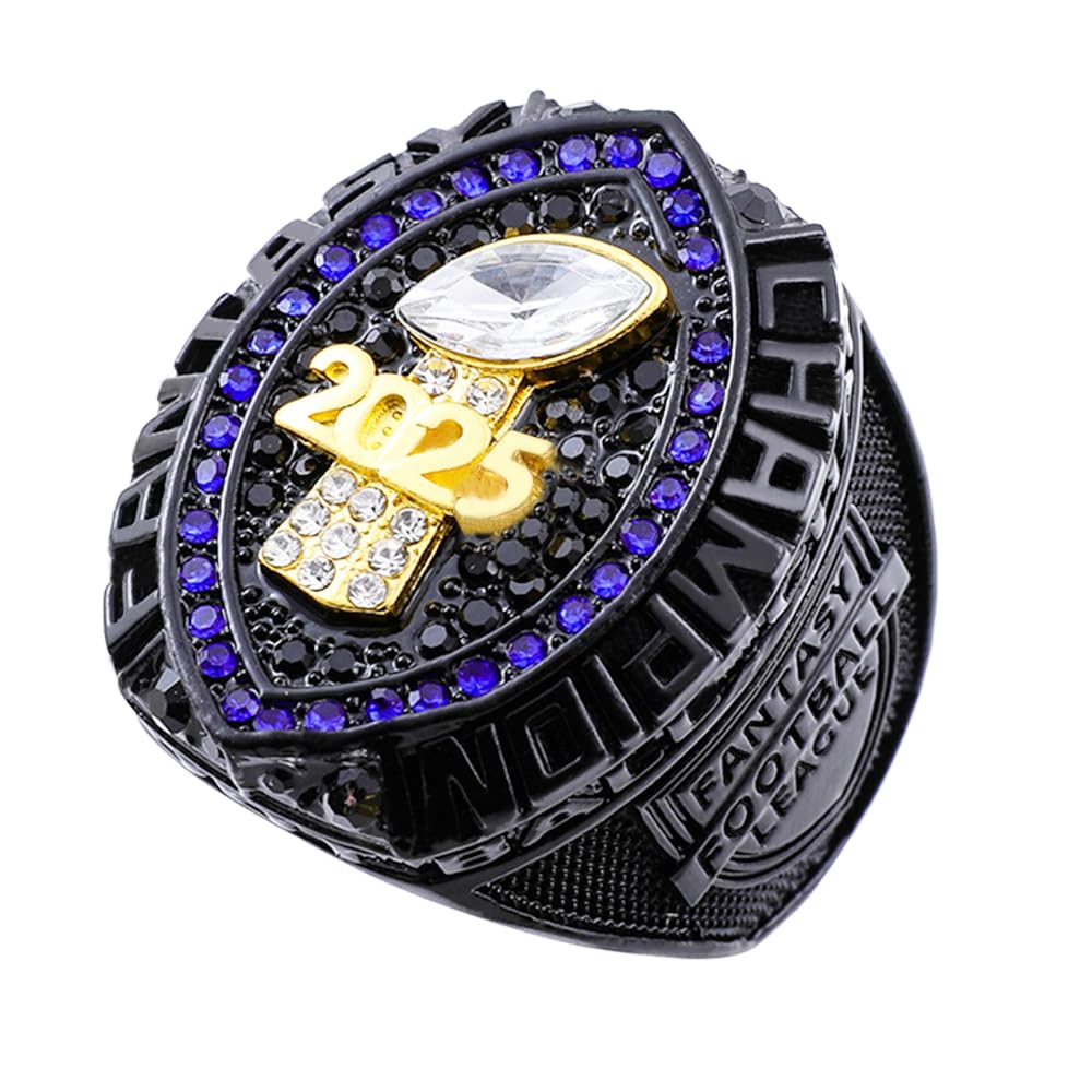 guancrown 2025 Fantasy Football Championship Ring Award Prize Trophy Sports Winner FFL Champion Ring With Box (size 14 with free box)