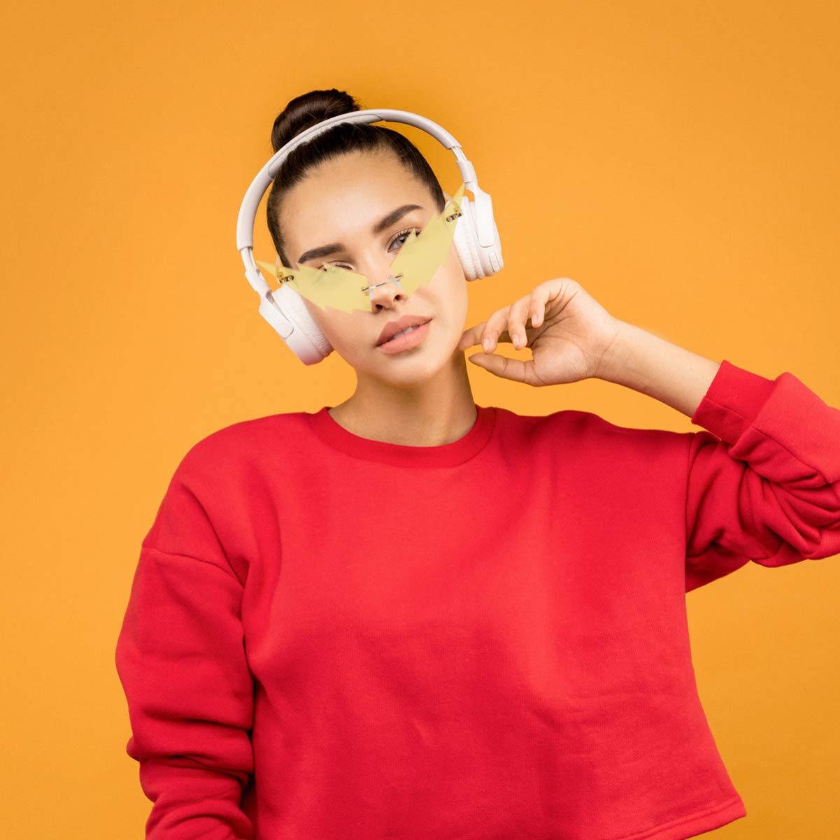 BESTOYARD Frameless Sunglasses Vintage Shape Rimless Sunglasses Halloween Novelty Sunglasses Dress Up Eyewear Props Beach Party Sunglasses For Birthday Halloween Party Favor Yellow Fashion Sunglasses