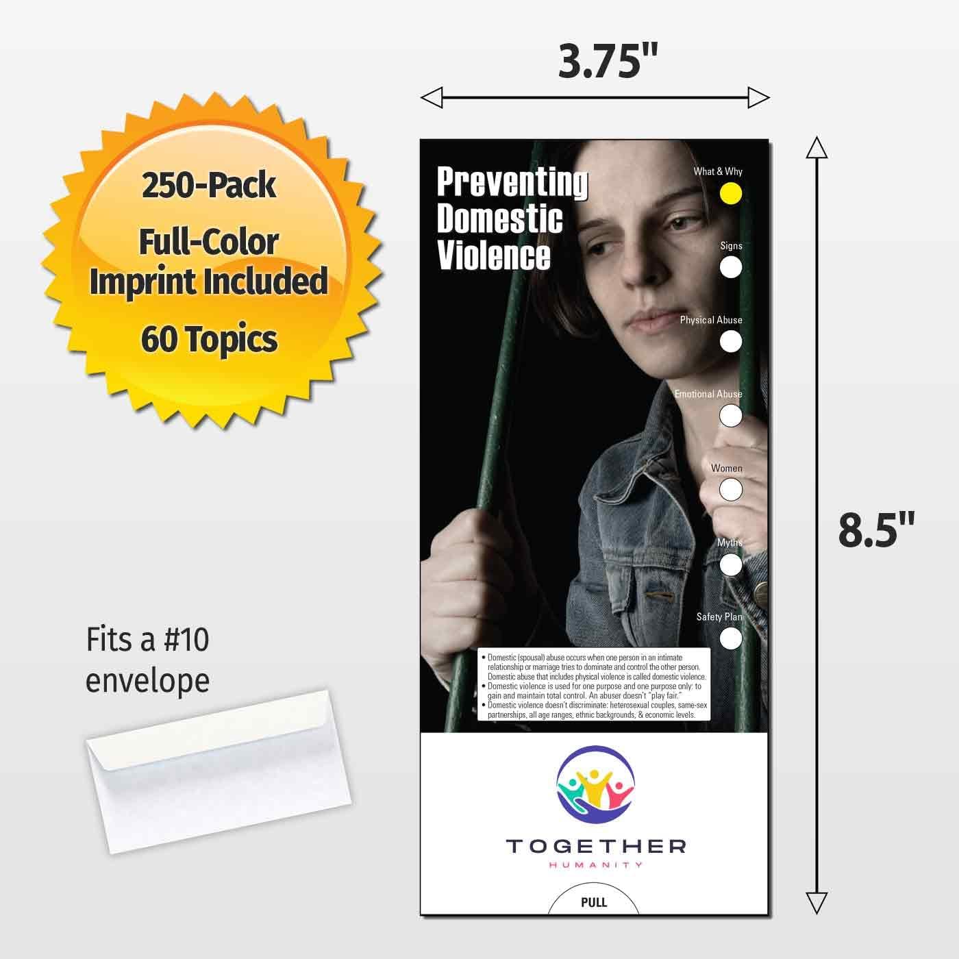 ZOCO – Preventing Domestic Violence Slide Charts – Pack of 250 – Custom Logo & Text – Warning Signs & Healthy Relationship Handouts for Women’s Clinics & Shelters – 3.75 x 8.5 Inches