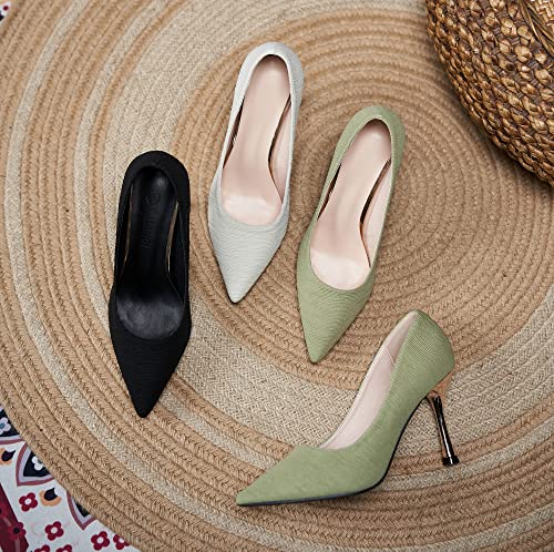 LizFoYa Women Romantic Sexy High Heels Elegant Pointed Toe Dressy Pumps Slip On Office Stiletto Shoes3