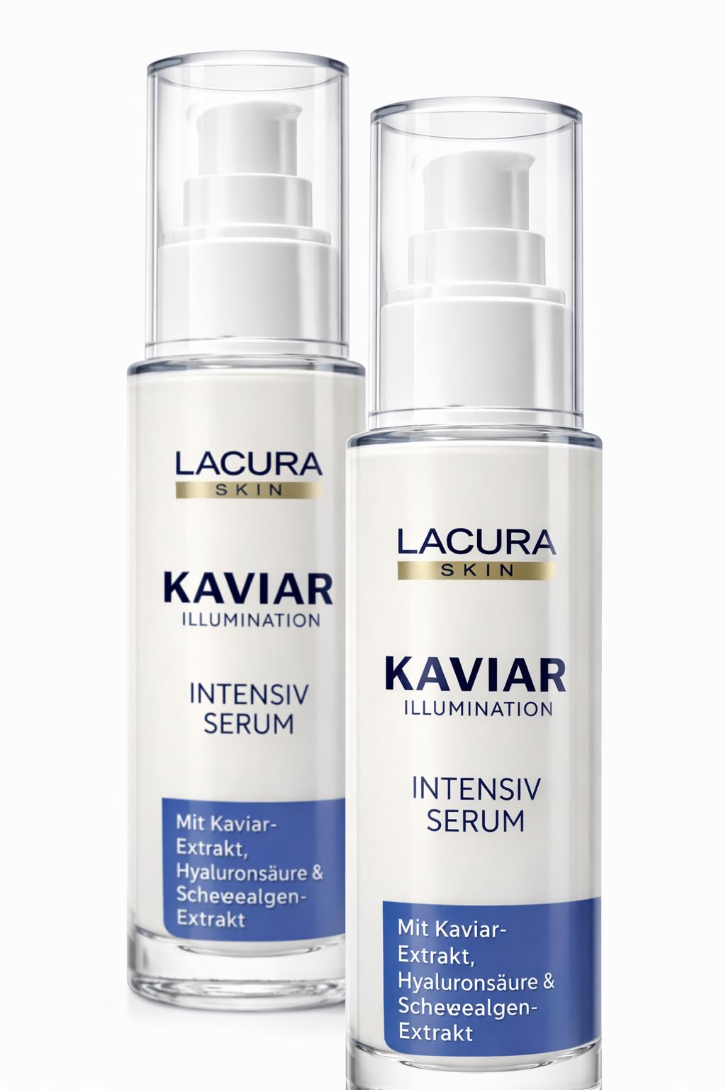 LACURA Kaviar Illumination Intensiv Serum 2x 50ml, Anti-Aging Gesichtsserum mit Kaviarextrakt, Hyaluronsäure und Schneealgen-Extrakt, für Haut ab 40, Feuchtigkeitsspendend