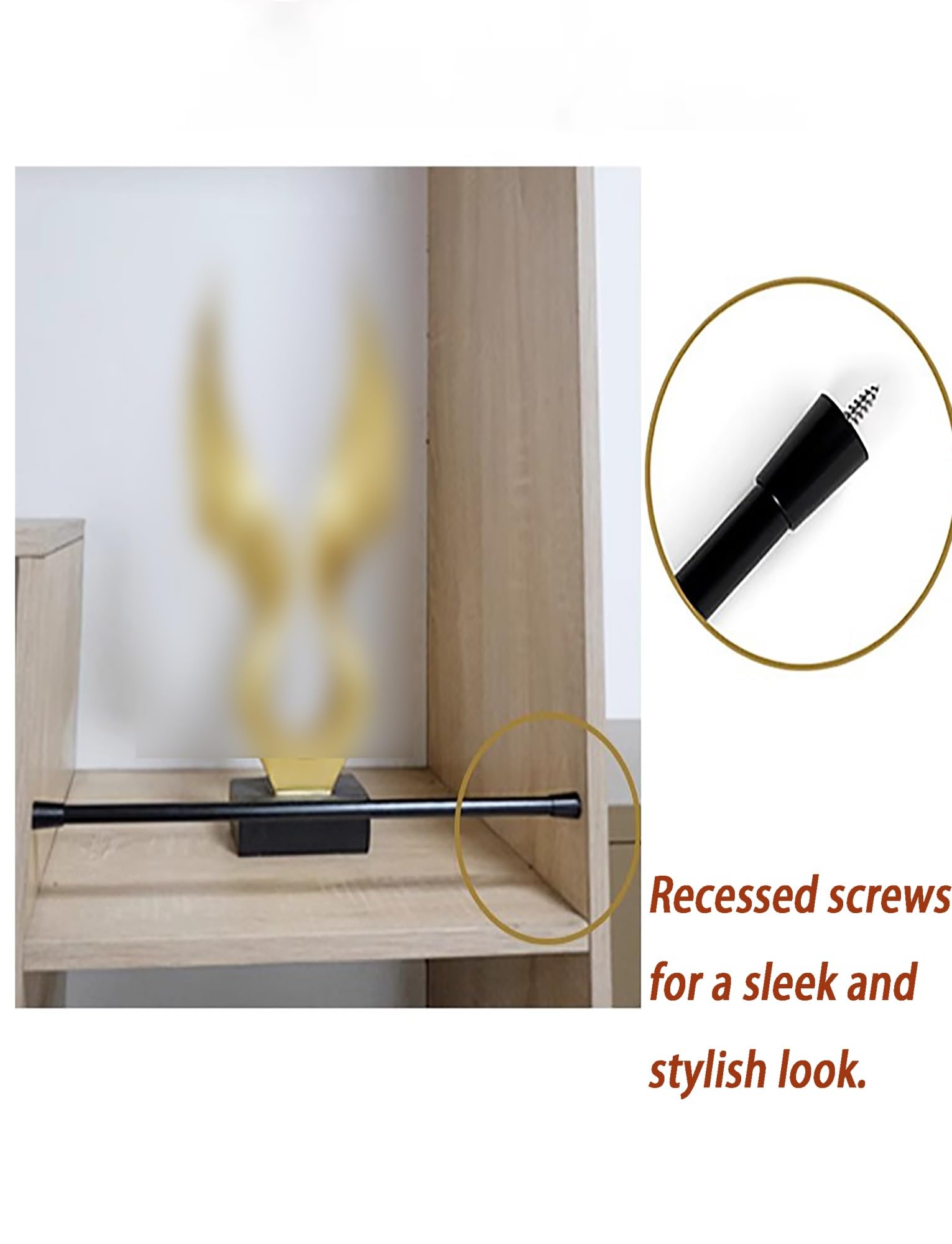 Varilla de soporte decorativa de aleación de aluminio, valla de barandilla for estantería, barandilla de protección for muebles for vitrina, estantería, estante de madera(130cm,Mounting)