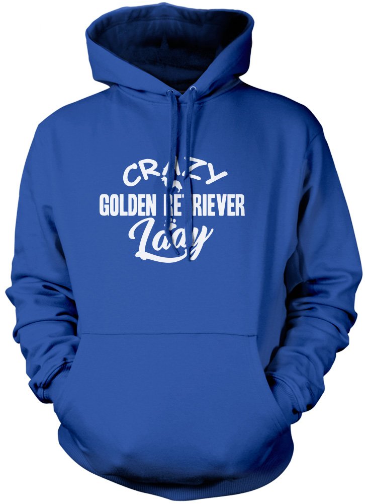 Crazy Golden Retriever Lady Unisex Hoodie - Blue Medium