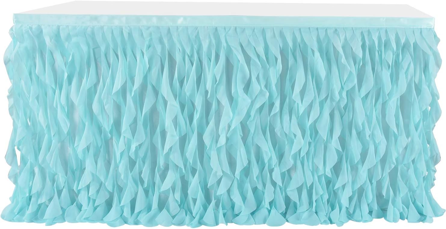 leegleri チュール カーリー ウィロー テーブルスカート ラッフル チュチュ テーブルスカート 長方形テーブルまたはラウンド