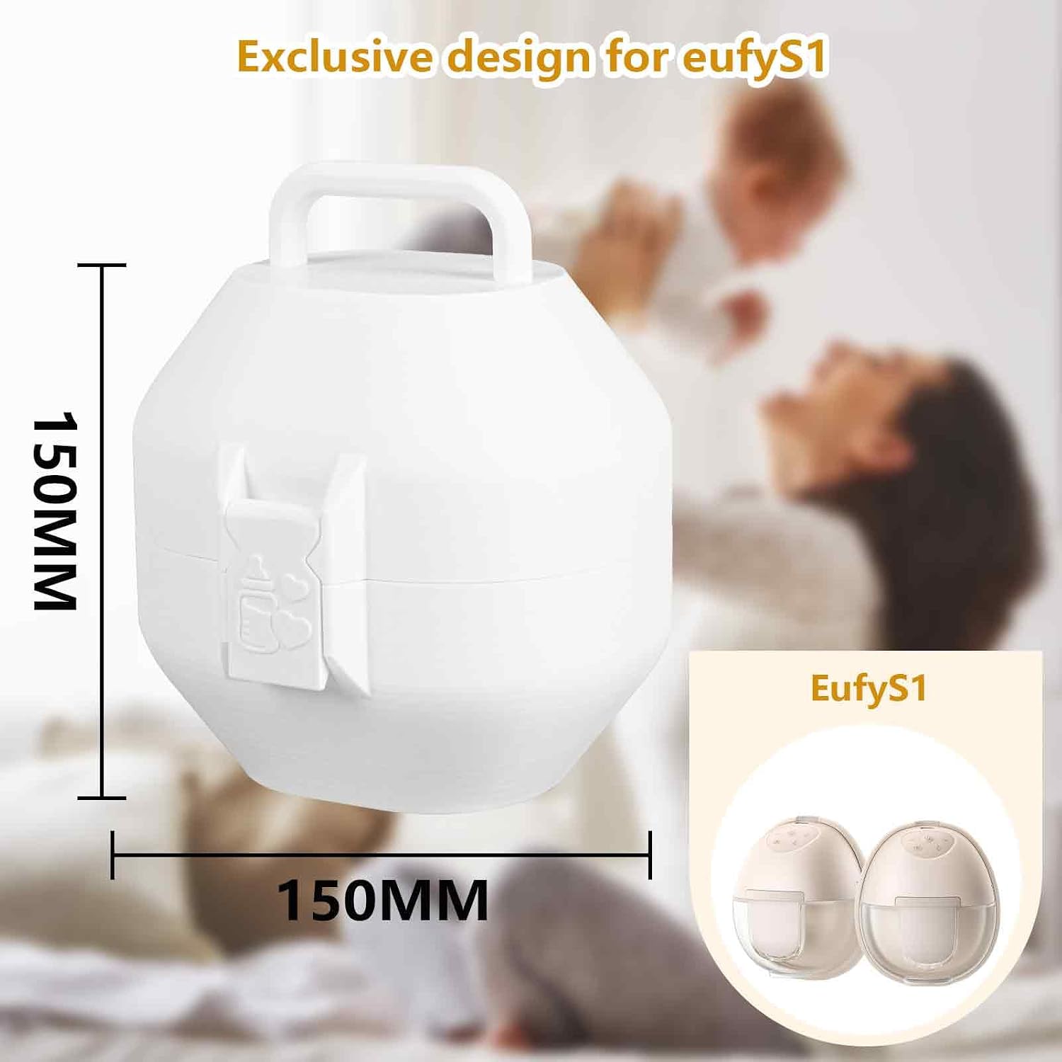 Breast Pump Storage Case Compatible with Eufy S1/S1 Pro/E10/E20, Upright Fridge-Safe Holder with Handle, Portable Carrying Case for Work Travel and Daily Use
