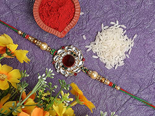 Brother Rakhi with Greeting Card | Rakhi Thread | Rakhi Gifts for Brother, Sister, Bhaiya, Bhabhi for Indian Rakhi Raksha Bandhan Festival (K14)3