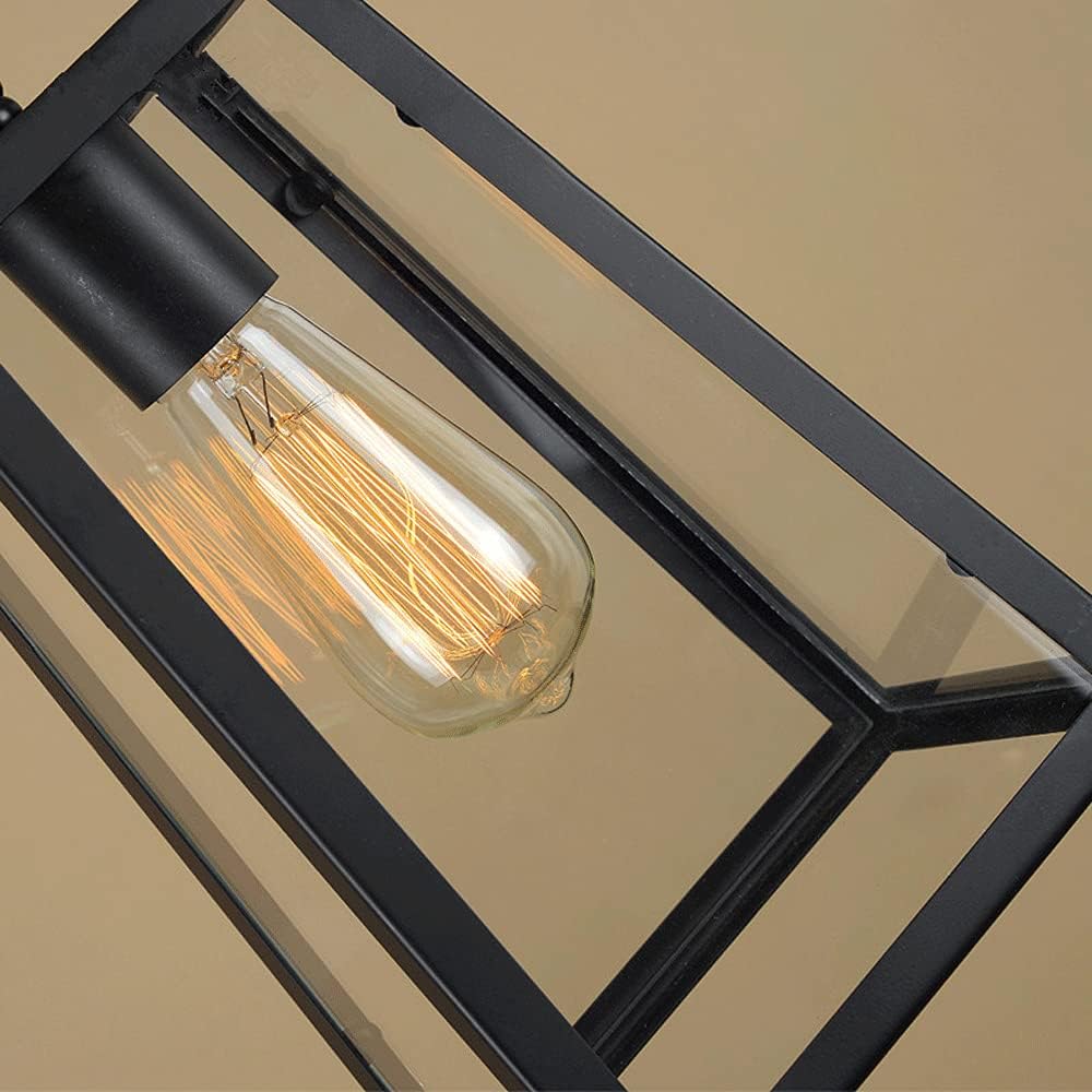 Plafonnier Suspendu À Cage En Métal Rectangulaire Noir, Suspension Industrielle Vintage, Design Rétro Loft, Luminaire E27 Pour Restaurants, Îlot De Cuisine, Salle À Manger