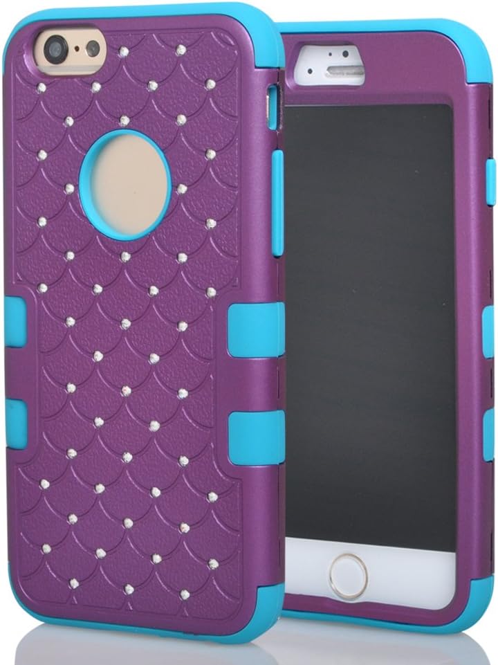 iPhone 6 Case, AUMIAU Dual Layer Hybrid Shockproof Gel Rhinestone Bling Armor Defender Case for Apple iPhone 6 4.7 Inch