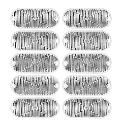 Image of 10 Pack Front Reflector Oval Reflectors 4.45in Oblong Driveway Reflectors for Driveway Fence Gateposts Cars Boats Mailboxes Trailer Security Reflectors with Center Mounting Holes (White)