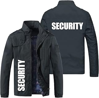 LICEEL Men's Jackets Full Zip Sweatshirt with SECURITY Print Casual Coat Lightweight Long Sleeve Tops Cardigan Jacket(Color: Black,Size:L)
