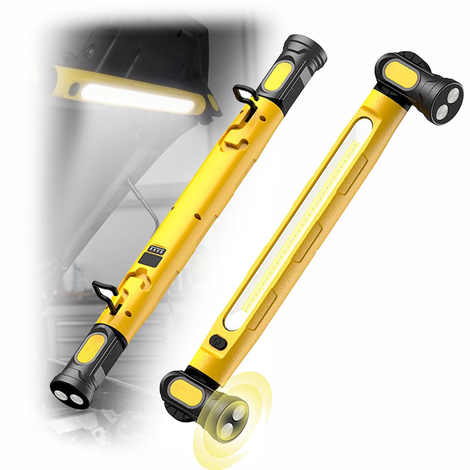 Luz de trabajo recargable de 3000 lúmenes, lámpara de inspección magnética portátil, batería de 5200 mAh, 3 modos de color, ajustable a 360°, ideal para garaje, taller y uso automotriz