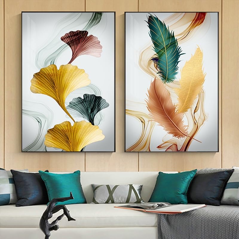 Pinturas de lienzo para paredes vacías un set abstracto de ala verde sin marco para salones