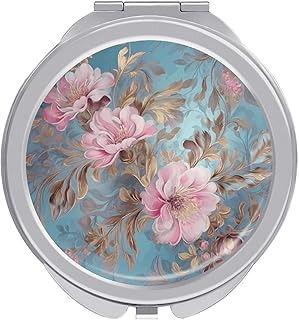 Drawn Flowers Travel Makeup Mirror Portable C...