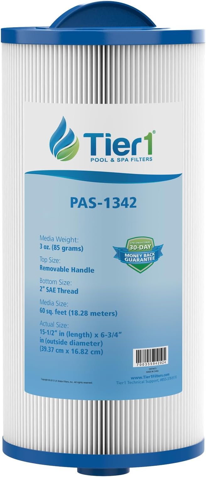 Tier1 Spa Filter Cartridge Replacement for Jacuzzi J300 & J400 | Compatible with 6541-383, PJW60TL-OT-F2S, 6CH-961 | Trilobal Dirt-Lock Fabric | Washable & Reusable | High Flow Hot Tub Filter
