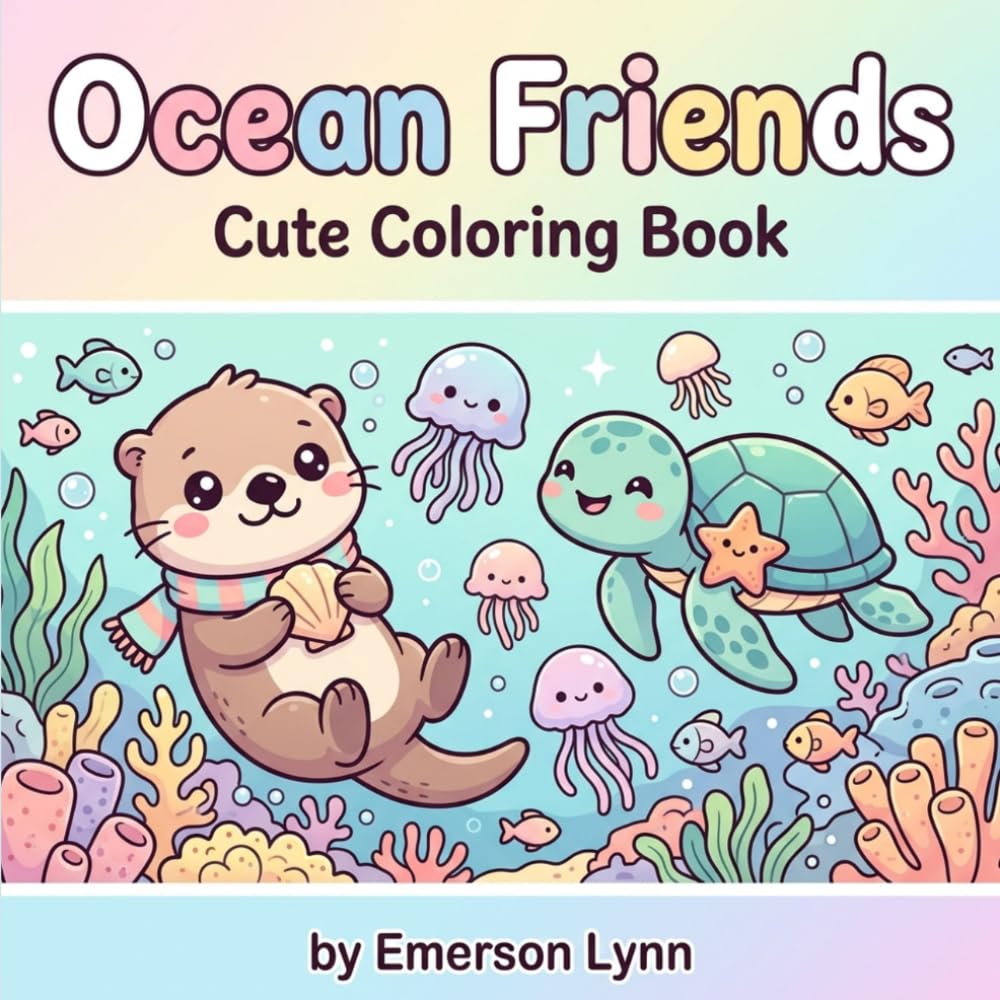 Ocean Friends: Cute Coloring book (Emerson Lynn Coloring)