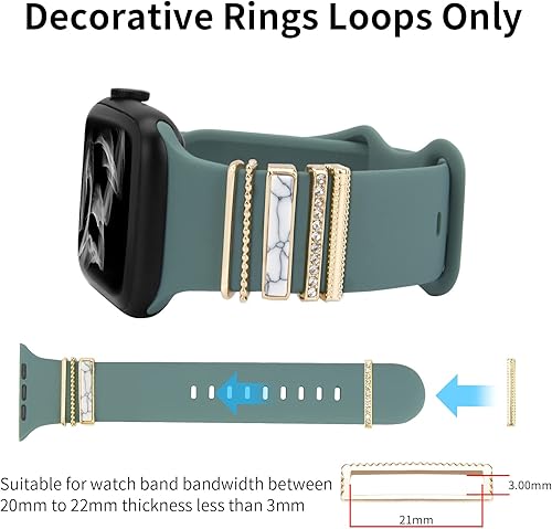 Miniatura 3 de Correas decorativas para anillo compatibles con correas de Apple Watch de 1.496 pulgadas, 1.575 pulgadas, 1.614 pulgadas, 1.654 pulgadas, 1.732