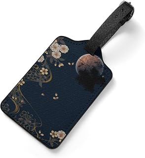 [hTkbberB] ネームタグ 荷物タグ 桜 満開 和風 月の夜 PU 名札 プレート 荷札 紛失対策 バッグ用ネームタグ 出張 アウトドア 番号札 トラベル用 おしゃれ ラベル