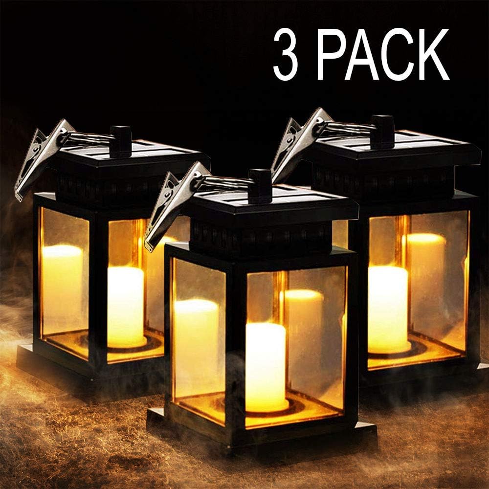 Outdoor-Lanterns, Hanging-Solar-Lights, Solar-Lanterns, Bright Led lighting for Yard Garden Decorations (3-Packs)