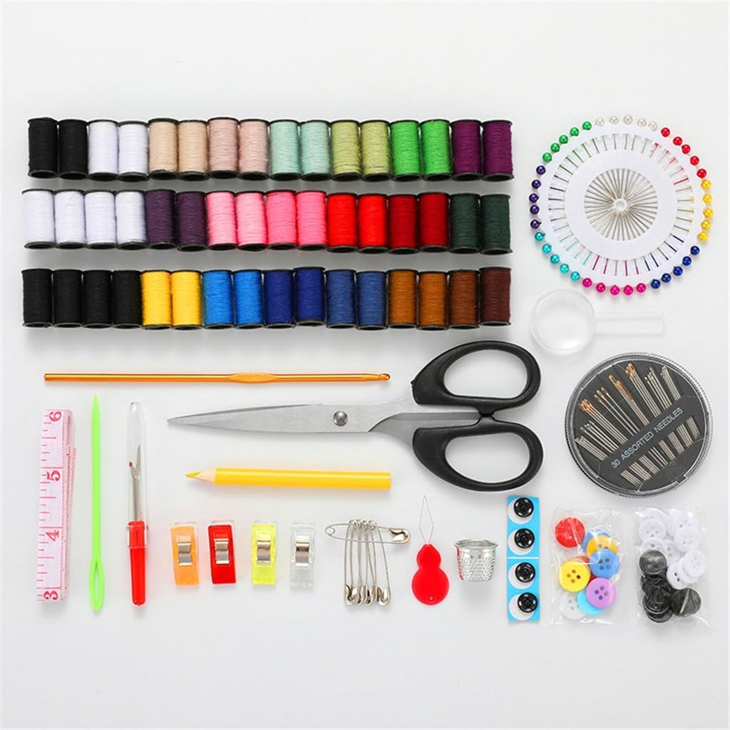 EINVARIOUS 172 Pieces Household Measuring Tape Scissors Home Travel Sewing Box Set Seam Ripper Yarn Kit