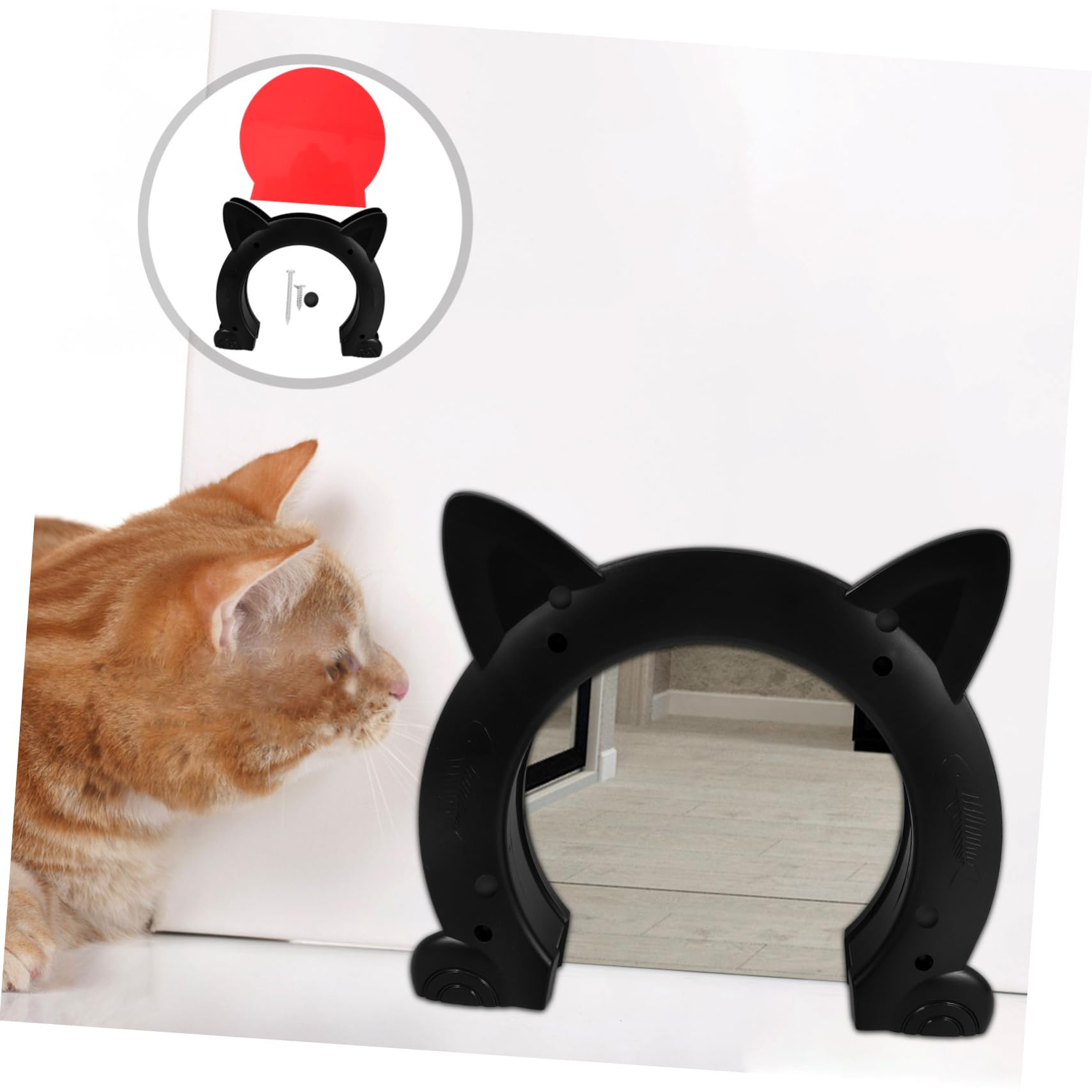 Katzenklappe für Innentüren in Katzenform aus Kunststoff, Schwarz