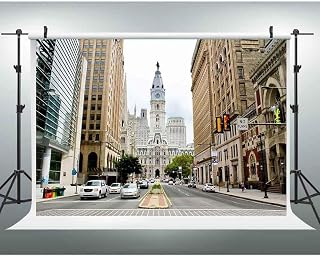 EOA 7(W) x5(H) FT City Hall Philadelphia Backdrop Philly City Downtown Pennsylvania USA American City Street View Photography Background Birthday Events Decoration Kids Adults Photoshot Props Studio