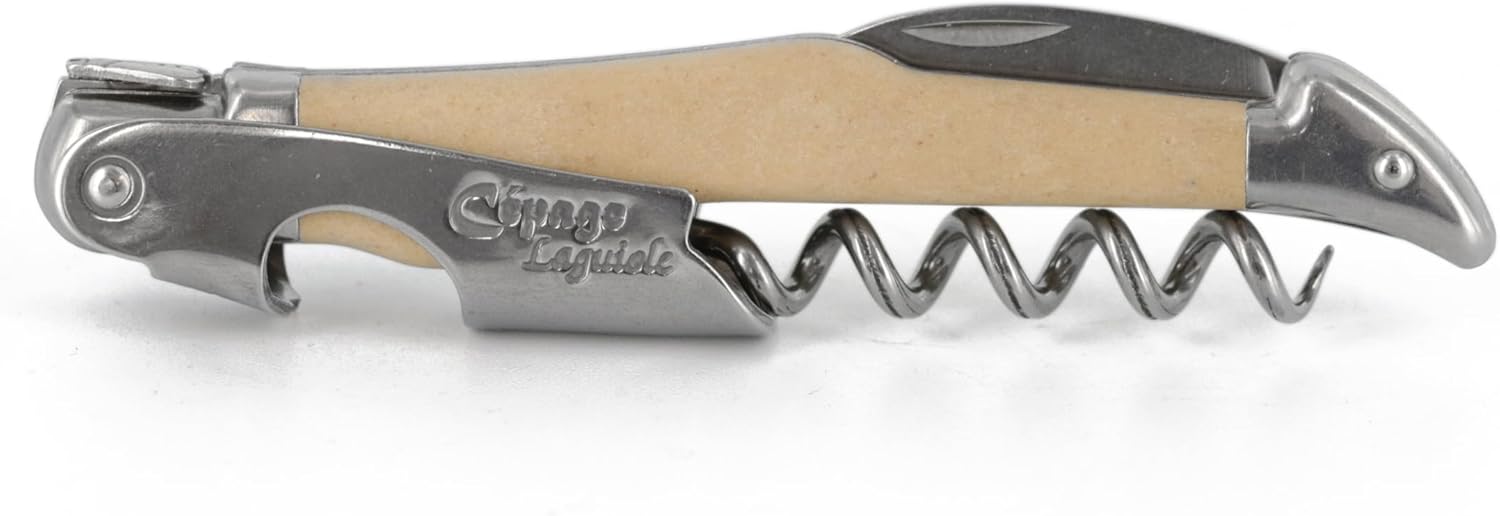 Laguiole Waiters Corkscrew, Stainless Steel Sommelier Wine Opener, Sandstone Handle by Adre Verdier France (SANDSTONE)