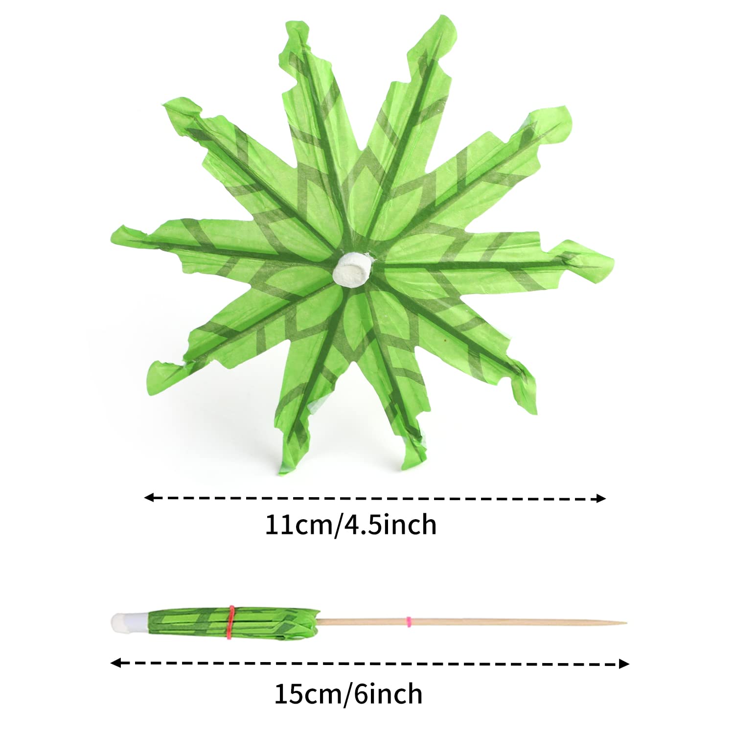 40 Pieces Green Tropical Coconut Palm Tree Paper Umbrella Cocktail Picks 50 100 Parasol Drinking Straws Drinks Fruit Picks Cupcake Toppers - View #6