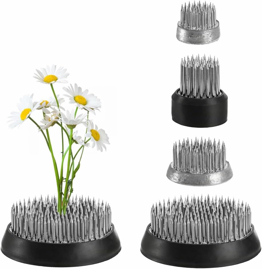 YOUEON 4 Pcs Flower Frogs Set, Stainless Steel Kenzan, Silver