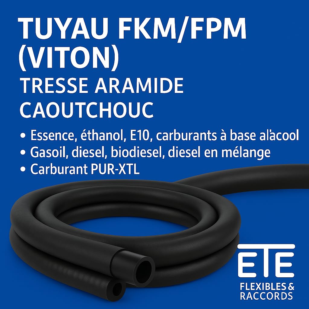 5 Meter Schlauch FKM oder FPM (Viton) / Geflecht Aramid/Gummi – Kraftstoff – Innenmaß 12 mm – TRT-ECO 12 – DIN 73379-TYPE 3E