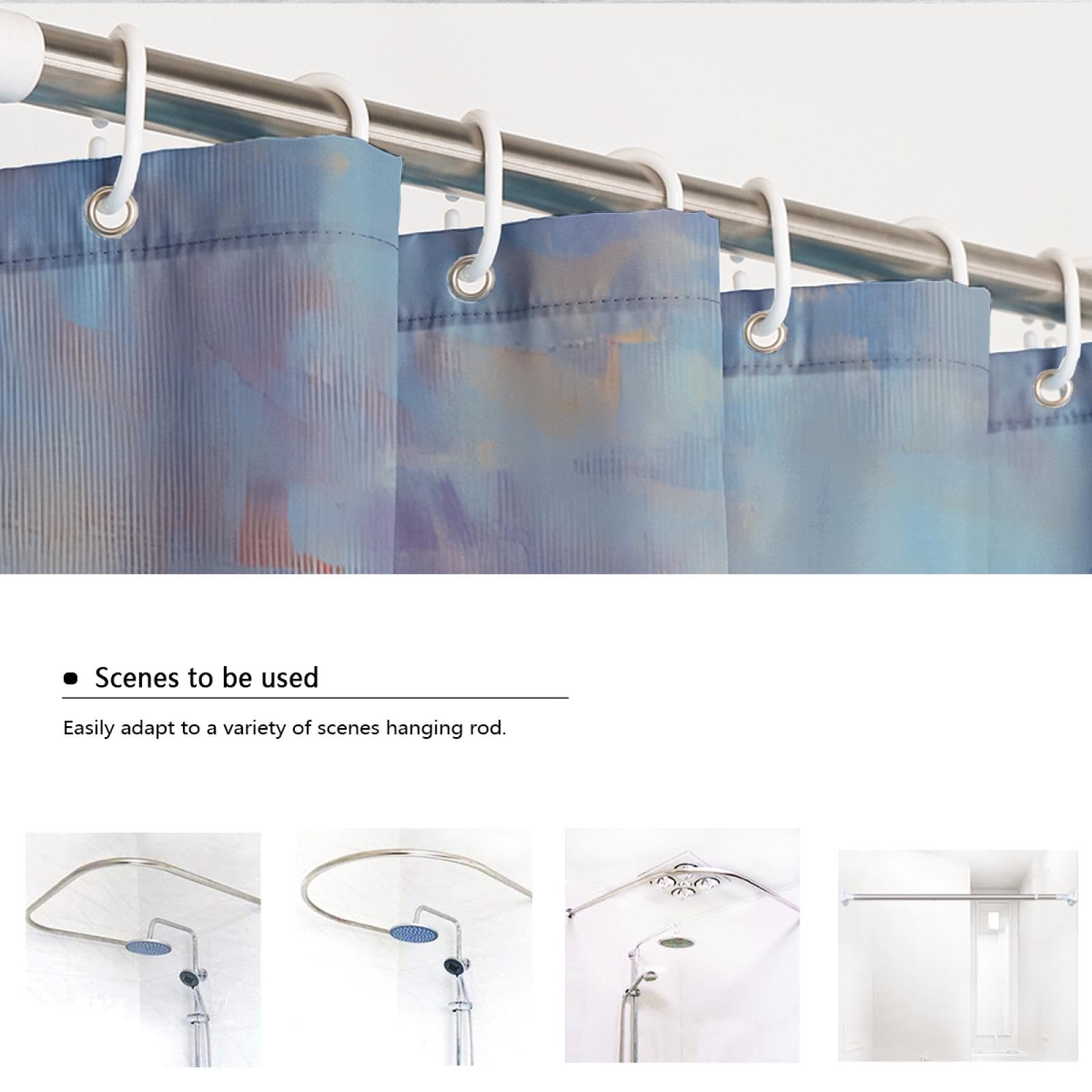 Peinture à l’Huile Style Rideau Douche Doublure Plage Chaise Longue Mer Baignoire Rideaux Accessoires Tissu imperméable Décor Salle Bain avec Crochets 200 x 240 cm