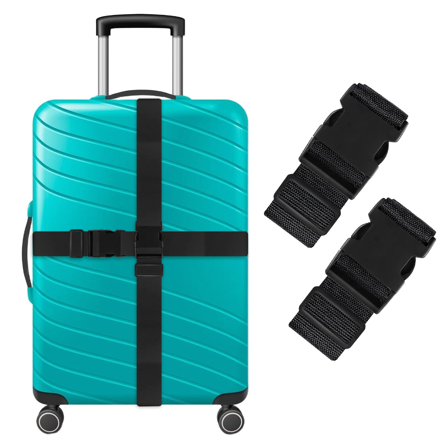 Storite Pack of 2 Luggage Strap | Luggage Belt for Suitcase & Trolley Bags | Travel Belt with Quick Release Adjustable Buckle for Suitcase | Black-image-8