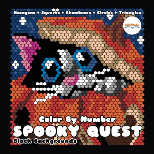 SPOOKY QUEST Color By Number (Black Backgrounds): Hidden picture activity coloring book for adults and teens with creepy cuties on Black Backgrounds (Color Quest Mystery Color By Number)