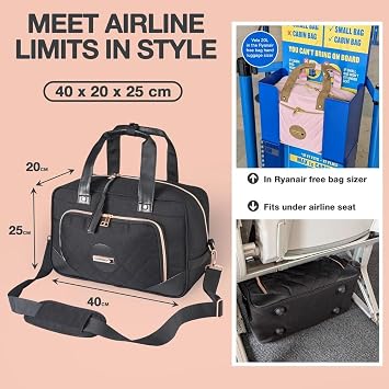 Cabin Max Ryanair Travel Bag, Underseat Holdall 40x20x25, Hand Luggage, 20L