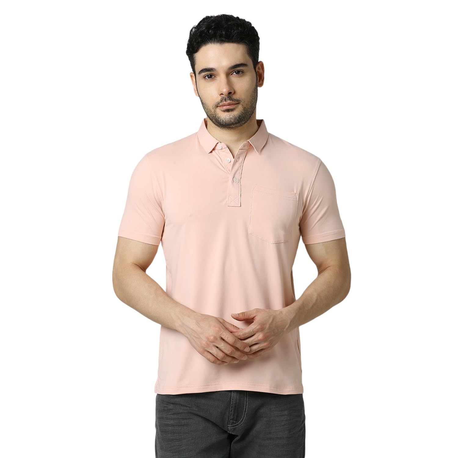 Feather Touch Polo T Shirt for Man with Pocket | Recycled Polyester | Moisture & Sweat Absorbent | Durable & Comfortable Half Sleeves | Polo T Shirt for Men | Plain-Regular Fit-image-2