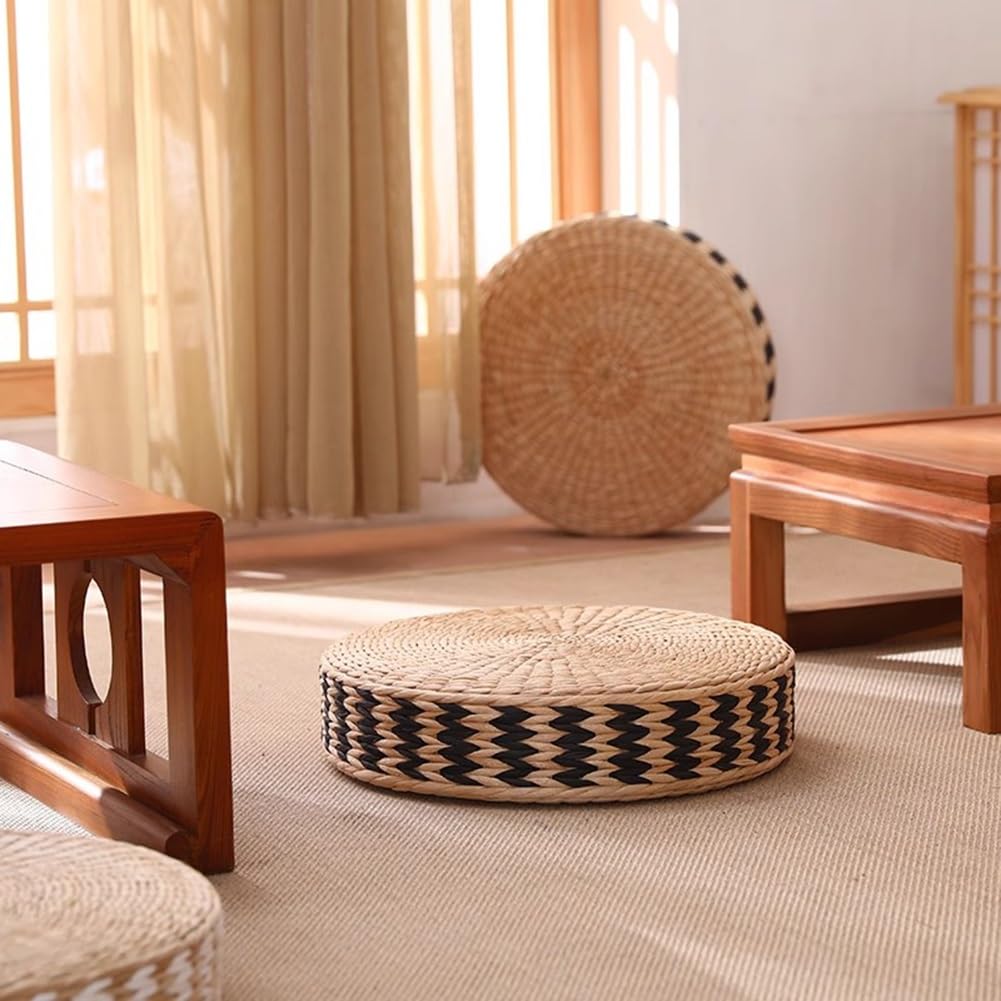 Amazon.co.jp: 和式わら編み座布団、 藤畳クッション 拝仏禅修マットを
