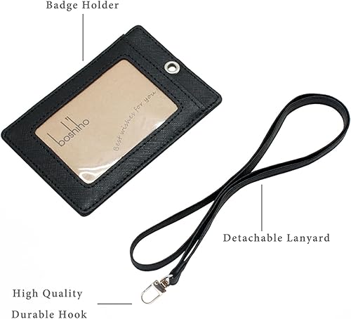 Vista 142 de Boshiho. Funda vertical, de piel, para tarjeta de identificación con cordón resistente., Bolso