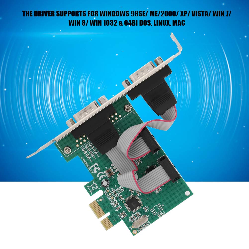 Carte PCI Express, 2 Ports RS-232 Port série COM vers PCI-E PCI Express Card Network Server Adapter for 98SE/ME/2000/XP/Vista 10 32, PCI-E PCI Express