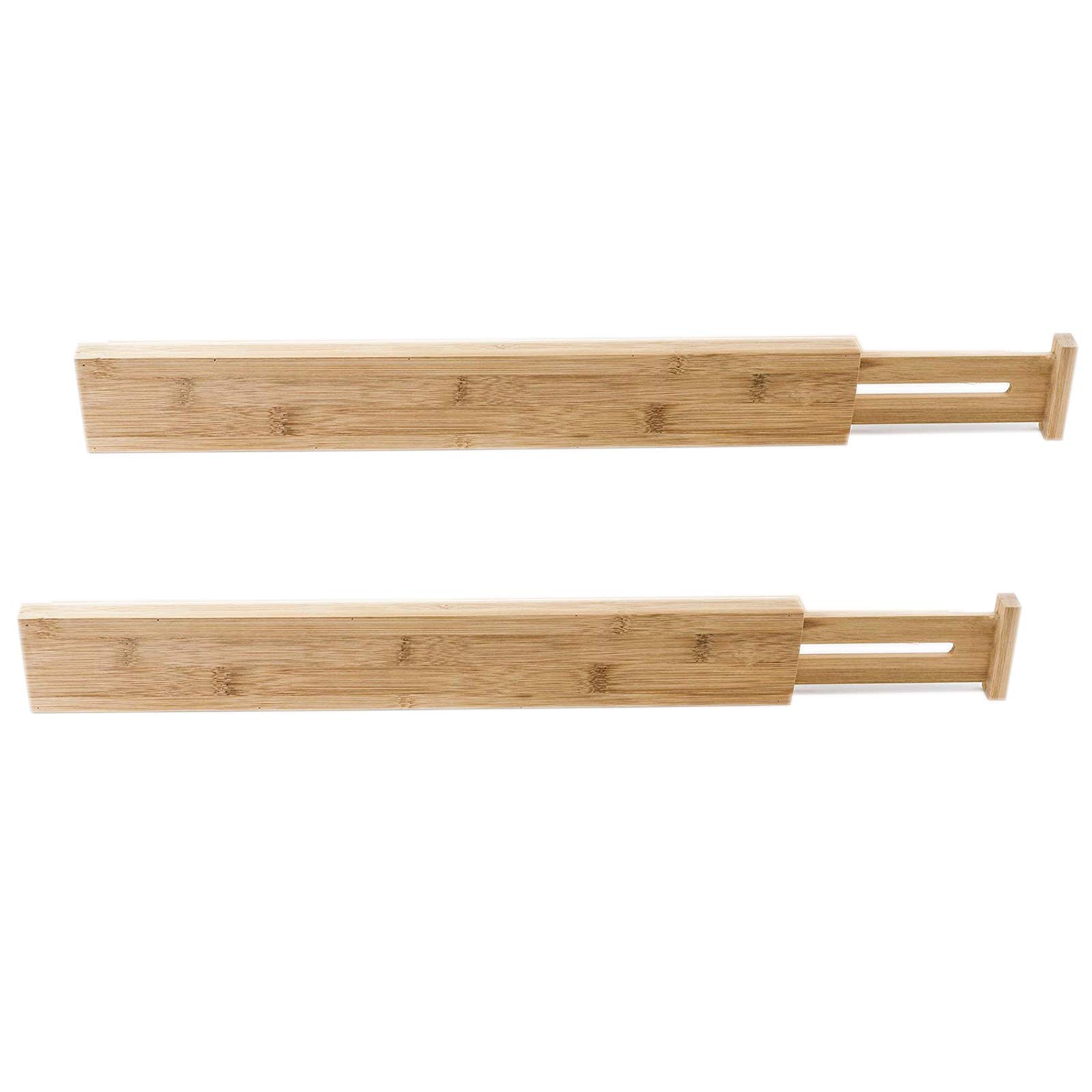 Huji2 PCS Bamboo Drawer Dividers Organizers For Bed Room, Bathroom, Kitchen, Garage, Great To Organize Clothes Kitchen Utensils Tools Shirts Socks Towels (1 PACK)