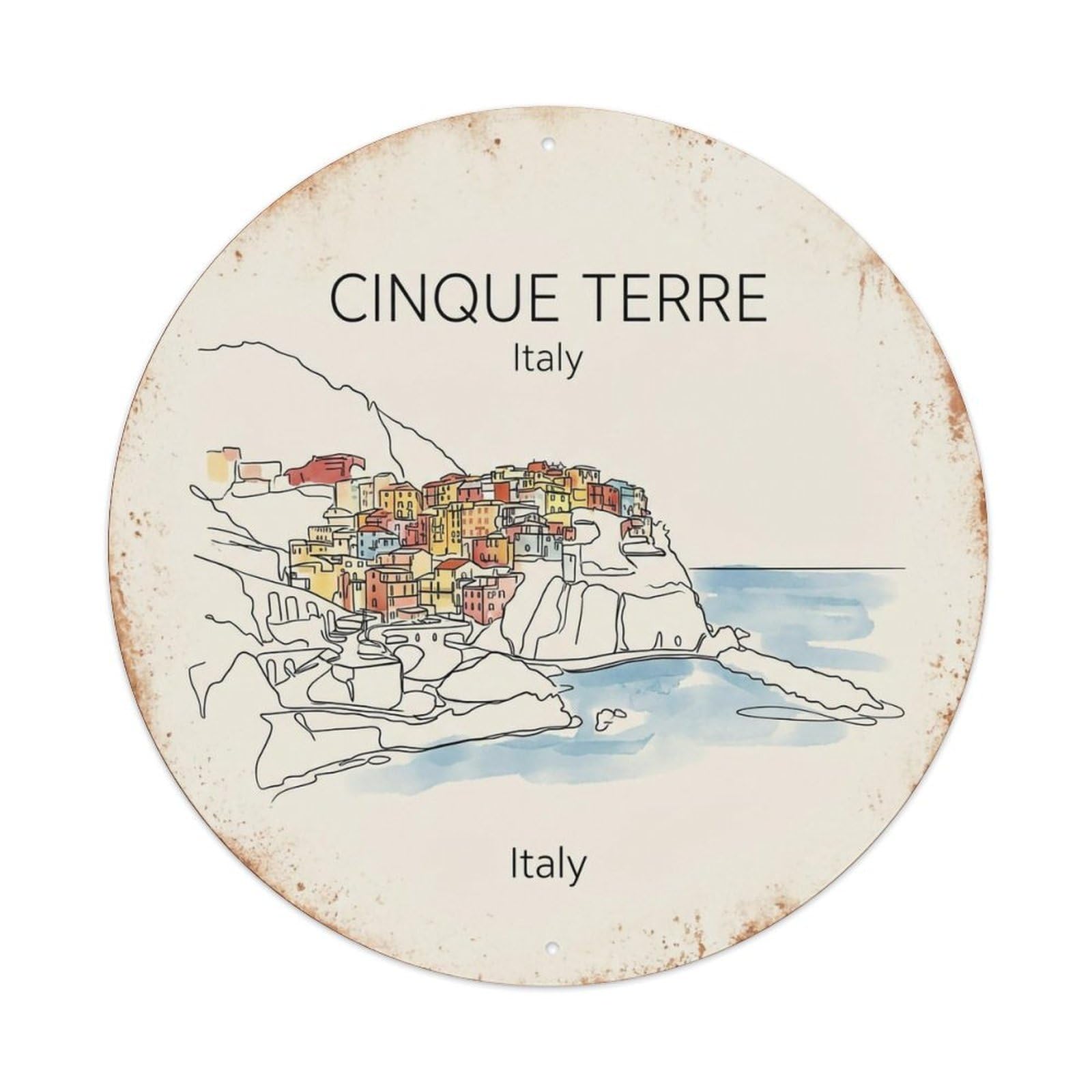 Vintage Travel Cinque Terre Italy Aspiration Metal Tin Sign