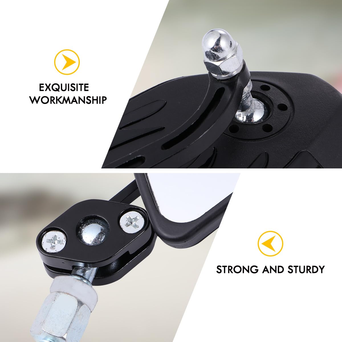 Yardwe Specchio Laterale per Motocicletta Girevole a 360°, Nero, Lega di Alluminio e Plastica, Ampia Visuale per Tour Avventurosi e Cruiser