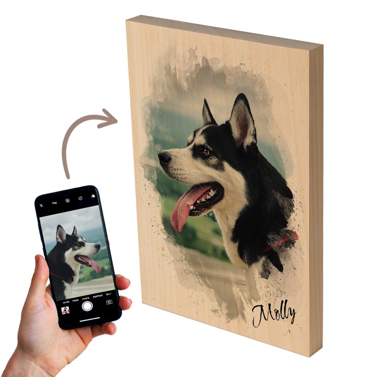 Cadeauki Tu mascota como retrato personalizado/perro, gato, caballo, etc.- foto en madera - Regalo único - Perfecto para propietarios de mascotas hámster - regalo para hombre - regalo padres (2)