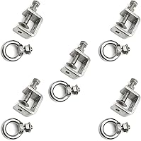 WANLIAN 5-Pack Stainless Steel C-Clamps Beam Clamps with 100lb Screw Rings - Heavy-Duty I-Beam Fixtures for Patios & Ceilings