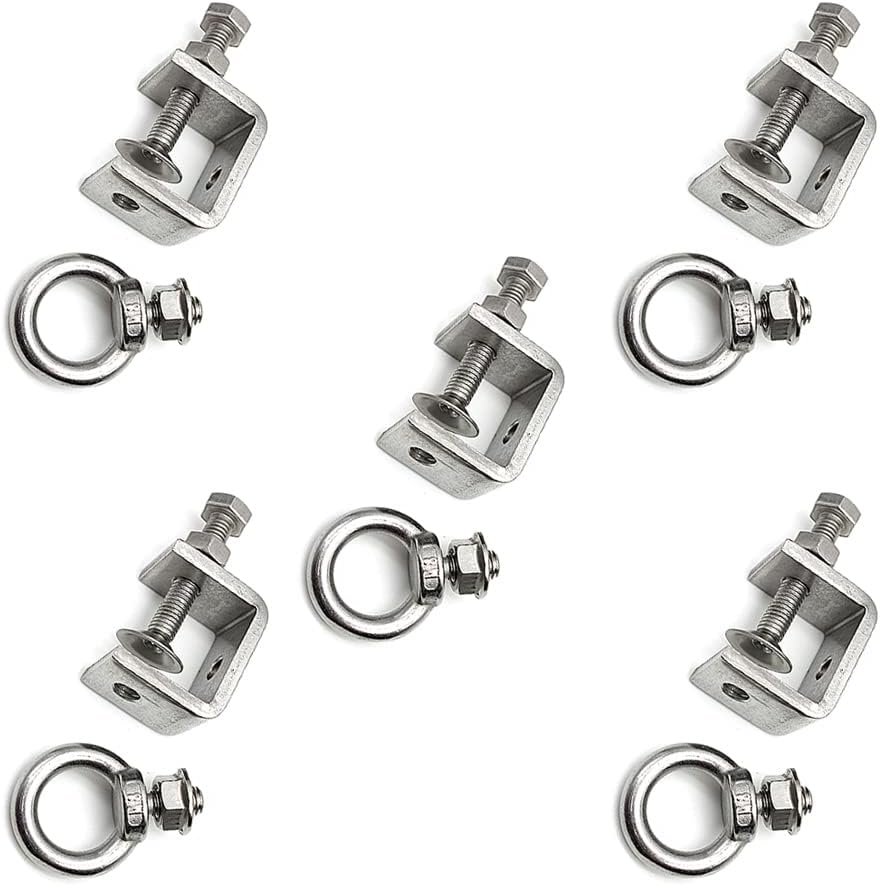 5Pcs C-Clamps;C Clamp Stainless Steel, Beam Clamp.Comes with Stainless Steel Screw Ring That Can Withstand 100 Pounds(medium)