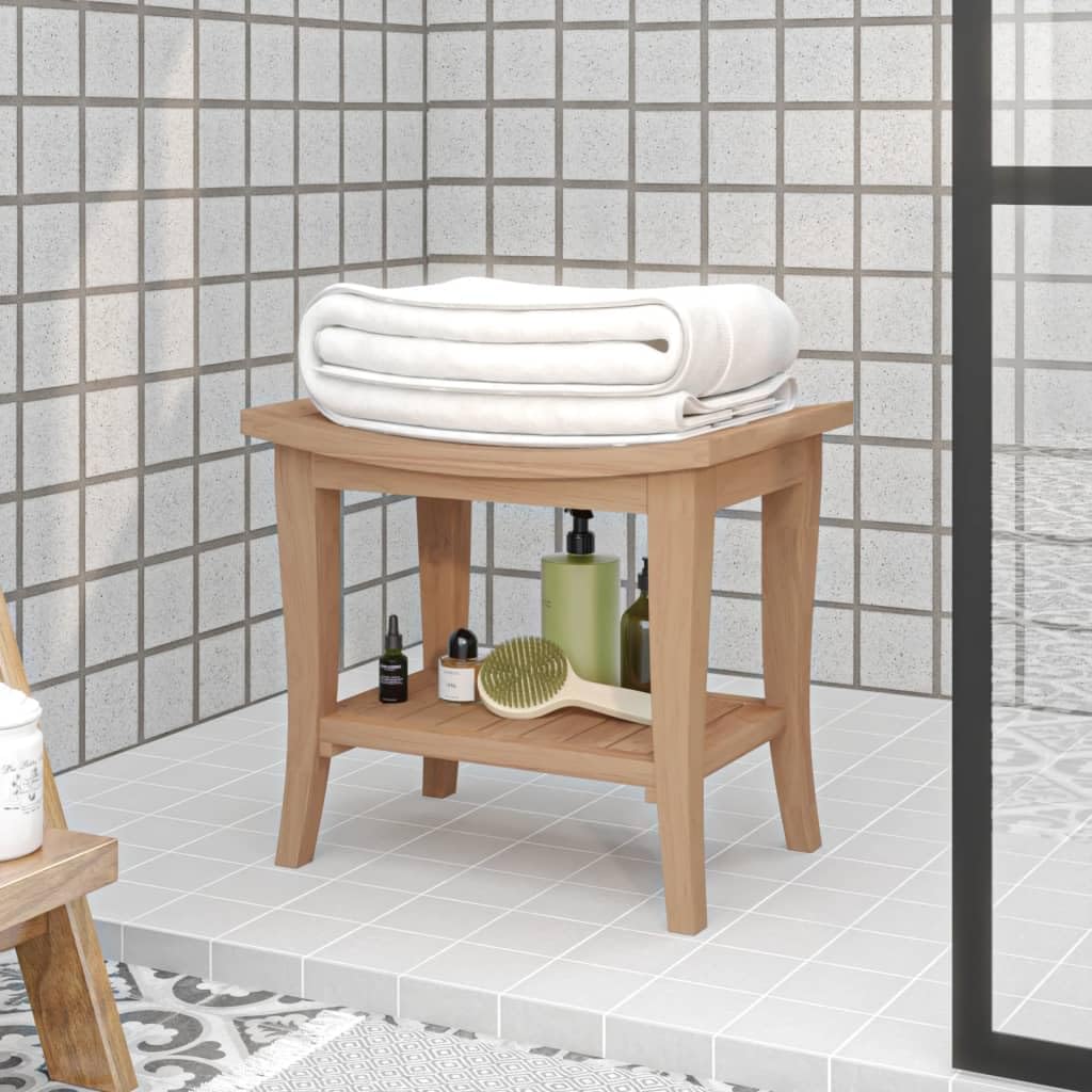 SKM 340748 - Banco de ducha (50 x 35 x 45 cm, madera maciza de teca, peso: 6,25 kg)