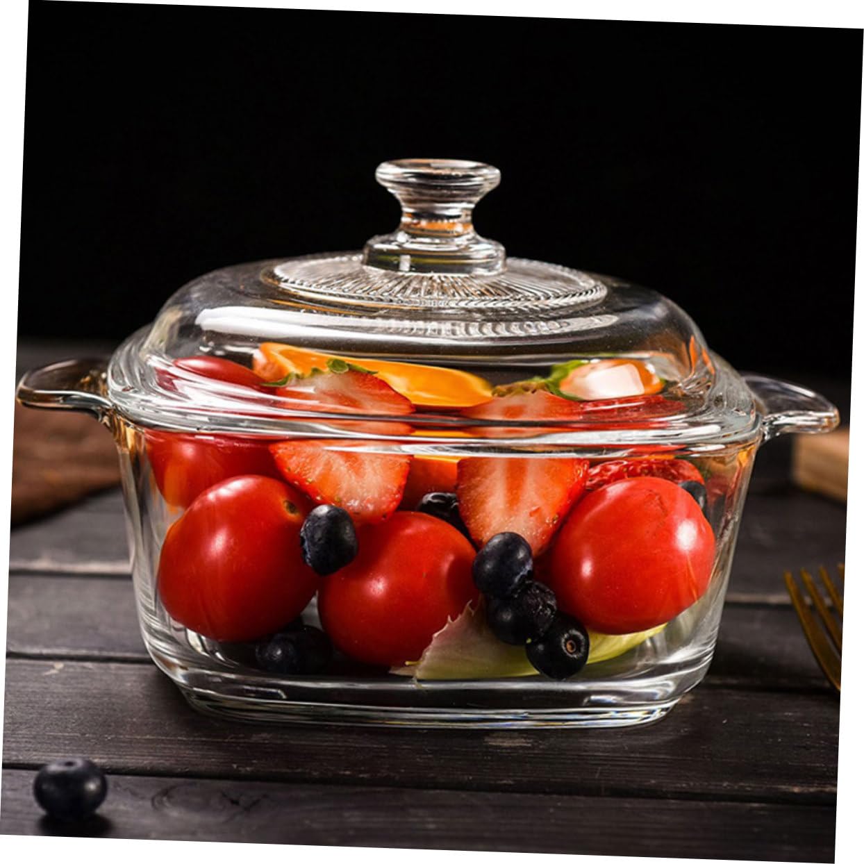 Cabilock 1l Glasschüssel Mit Deckel Transparent Hitzebeständiges Glas Mikrowellengeeignet Für Salate Und Suppen Geschirrspülmaschinenfest