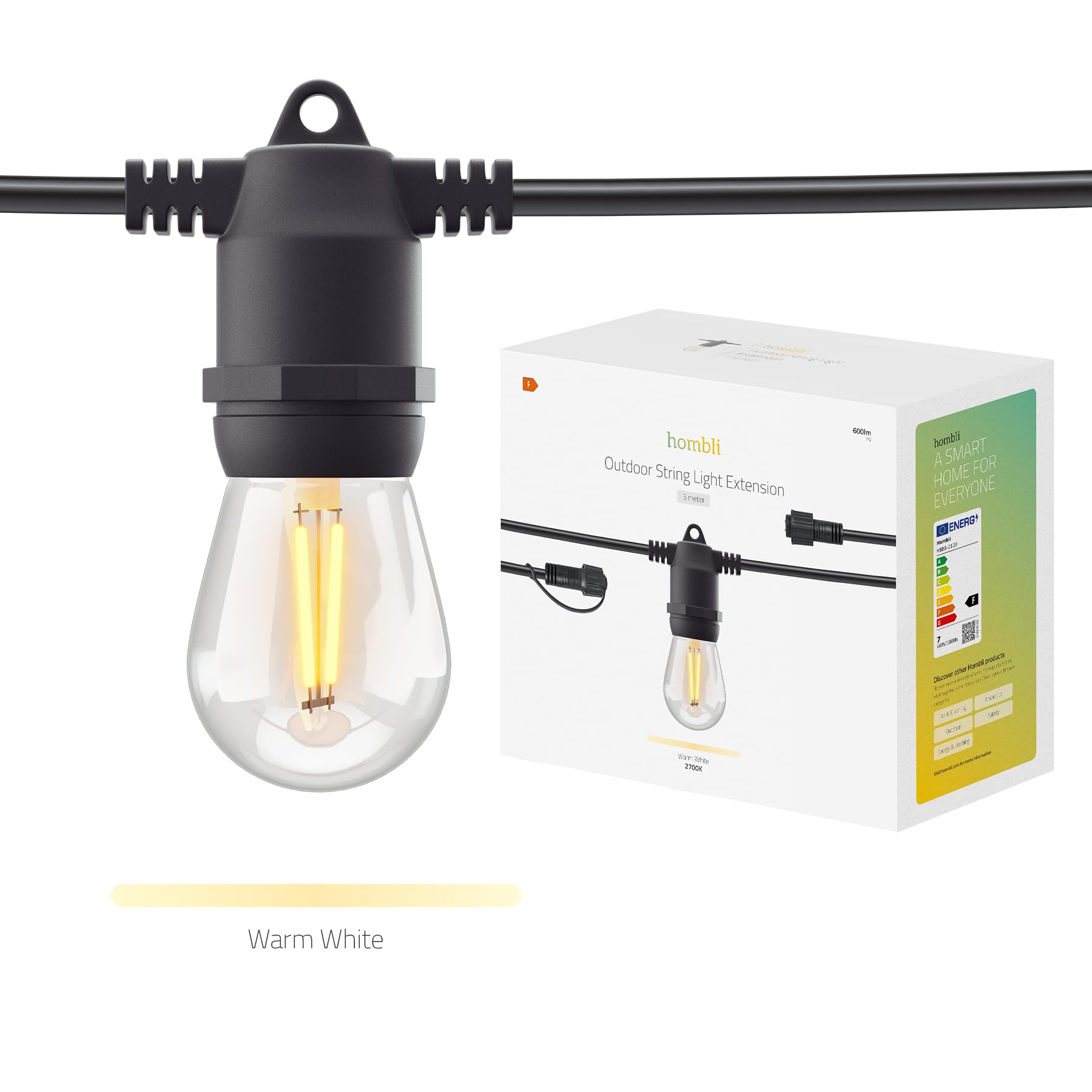 Hombli Lichterketten-Erweiterung für Outdoor-Lichterkette, wetterfest, 5 m | App-Steuerung, Outdoor Extension, Beleuchtung für Garten, Automatisierung, niederländische Marke für dein Smart Home