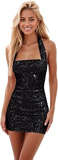 Sequin Halter Homecoming Dresses for Teens 2024 Short Sparkly Mini Cocktail Party Gowns - Buy now