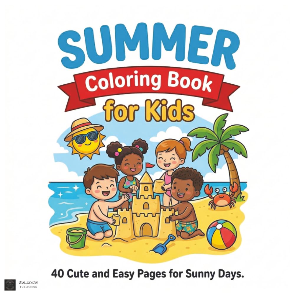 Summer Coloring Book for Kids: 40 Cute and Easy Pages for Sunny Days (Cute Holiday Coloring Books for Kids)