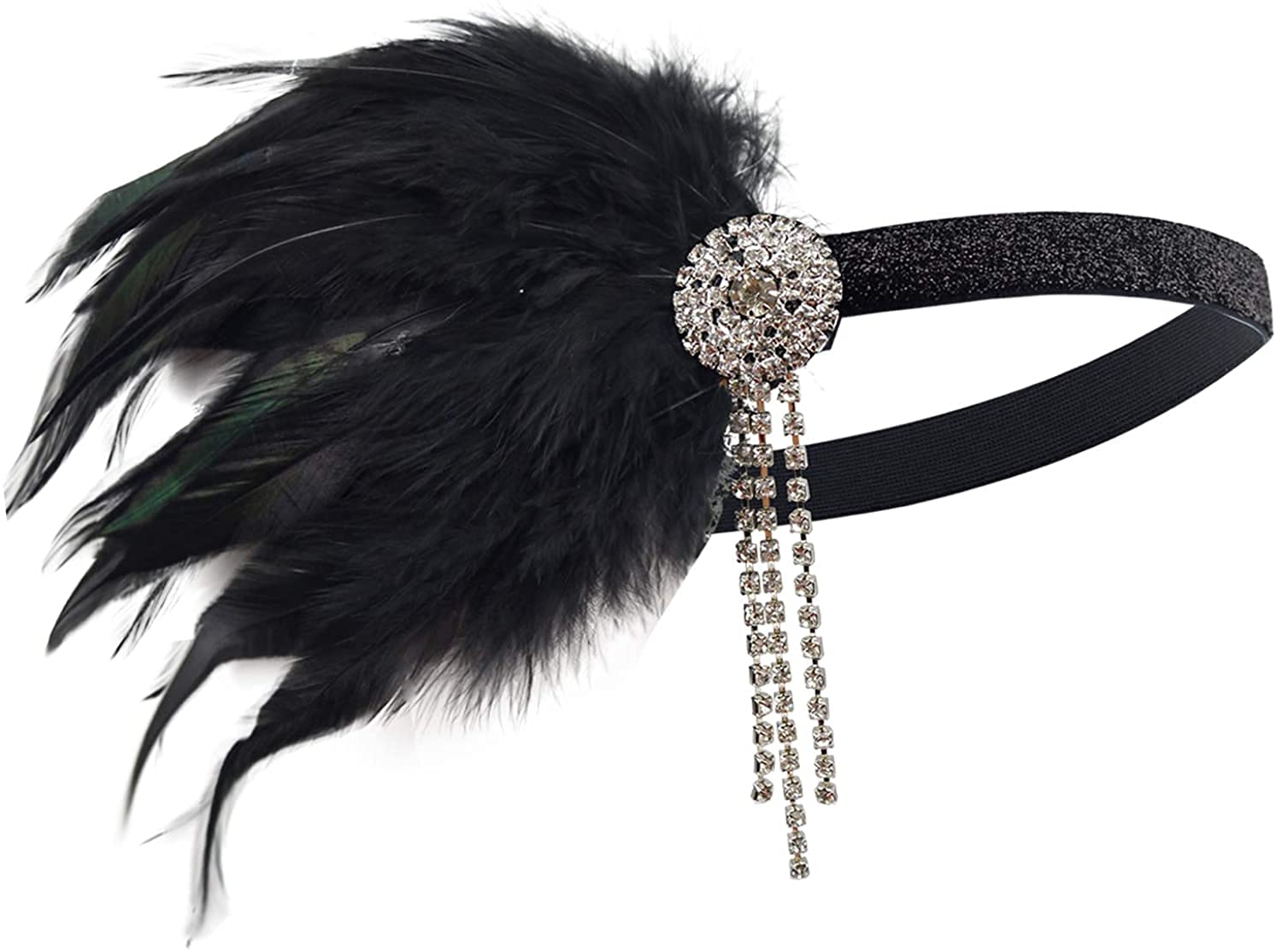 DRESHOW 1920s Accessori Flapper Anni 20s Gatsby Costume Set Orecchini Collana Fascia Guanti Estensibile Set Flapper per Festa Ballo