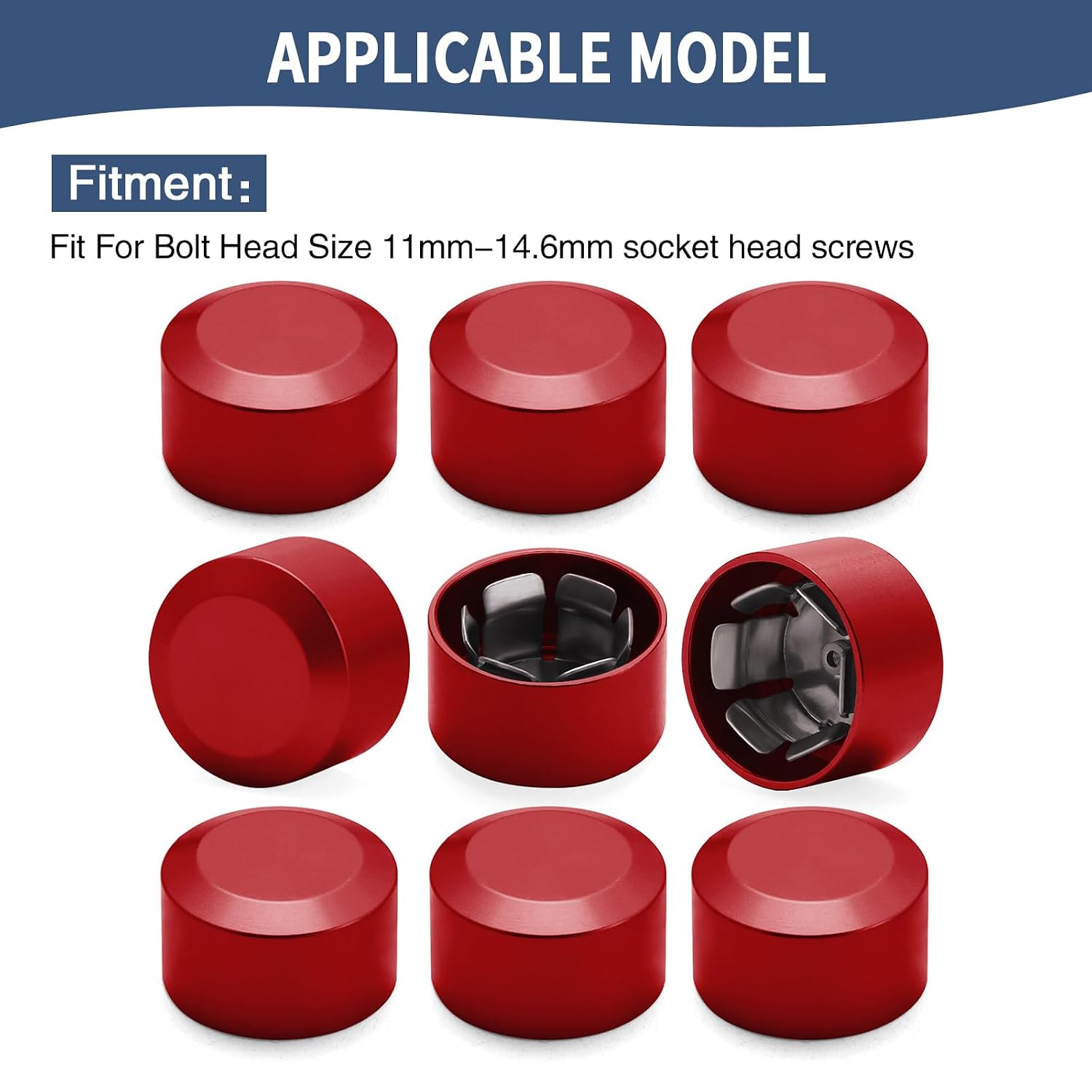Bolt Covers Caps Engine Bolt Topper Cap Fit for Harley Twin Cam Touring Road King Street Glide Road Glide Dyna Softail FXBB Sportster 883 Trike (Red, 11mm-14.6mm)